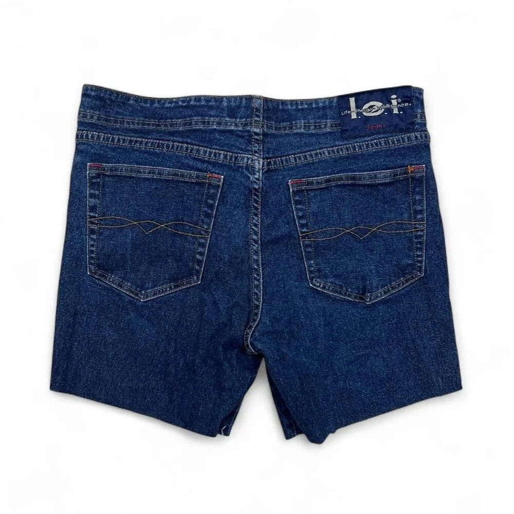 Vintage‎ L.E.I. Y2K Denim Shorts Jorts 7 Dark Wash Long Shorts